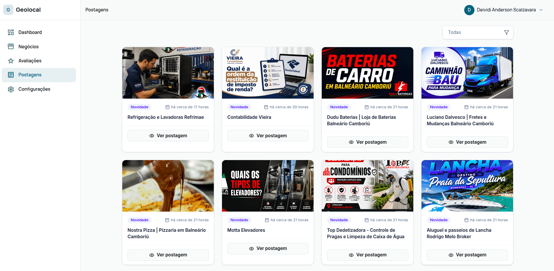 Gestão e programação de postagens